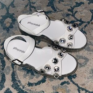 Jeffery Campbell Brand New White Rhinestone Sandals